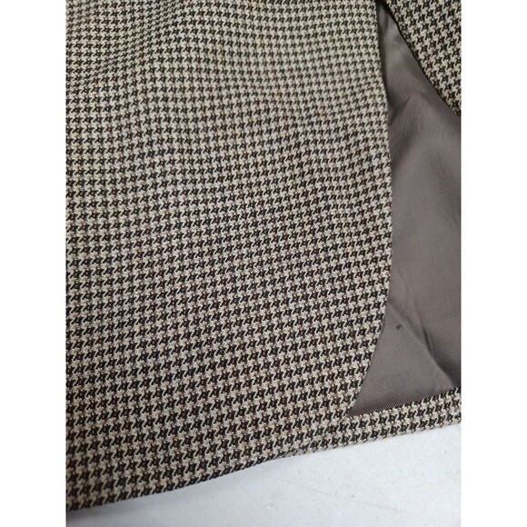 Jos A. Bank Mens Gingham Wool Silk Blazer Jacket Sport Coat Brown Sz 43R - Picture 6 of 9